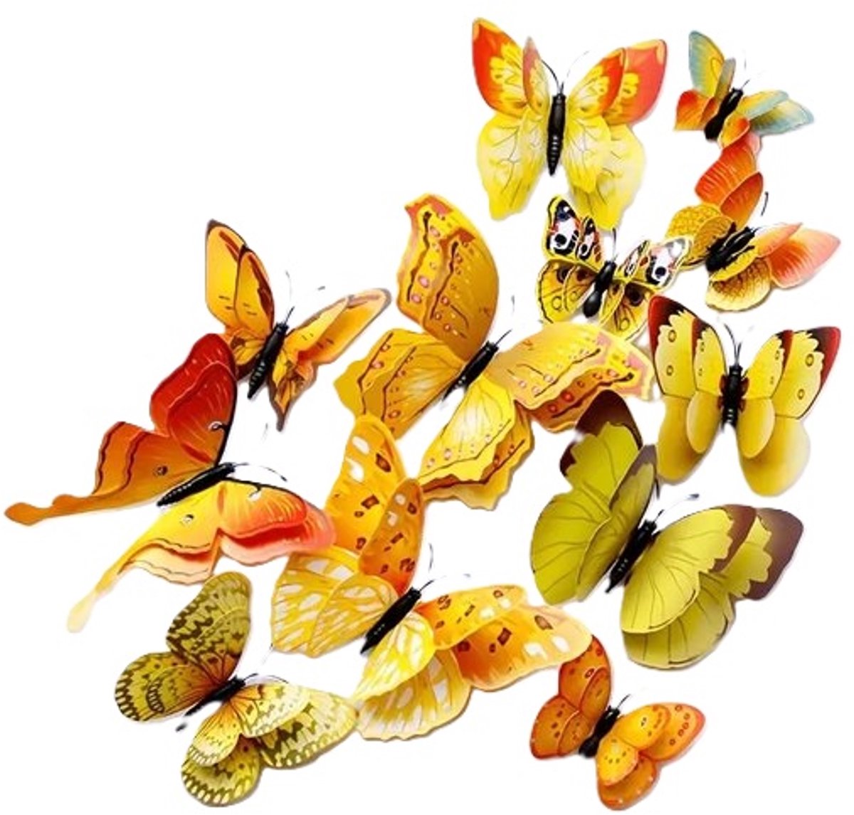 3D Wall Decoration Butterflies 12 Pieces | Wall Butterflies | Butterfly Wall Stickers | Yellow - Image 1