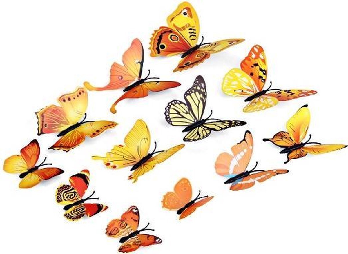 3D Wall Decoration Butterflies 12 Pieces | Wall Butterflies | Butterfly Wall Stickers | Yellow - Image 4