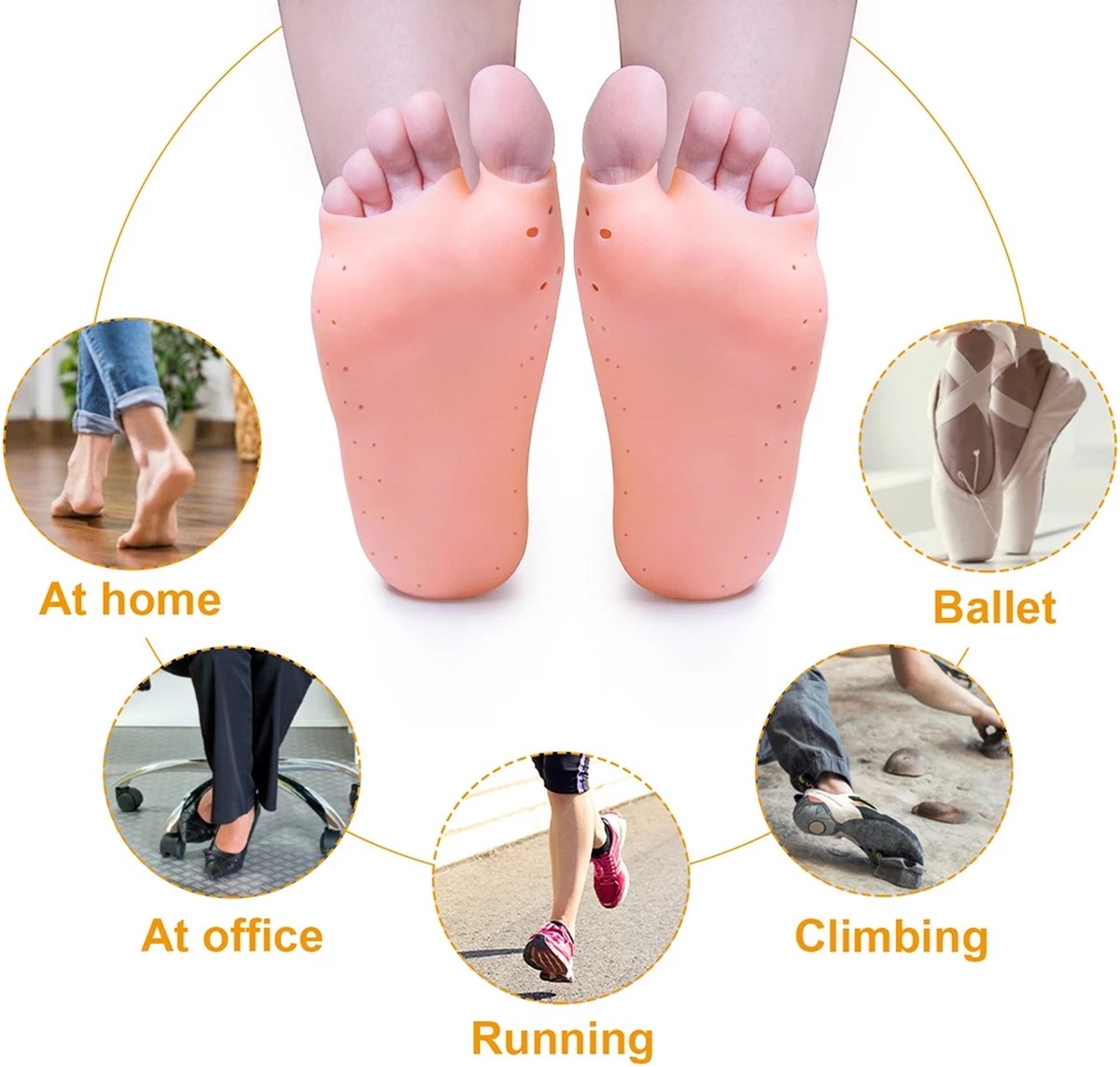 Silicone gel socks | Heel protectors | Heel insoles | Heel cushions | Heel socks | 1 pair | White - Image 4