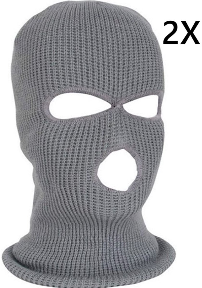 2x Facemask I Sports hat I Three-hole hat I Ski hat I Bivouac I Balaclava I One Size I Gray - Image 1