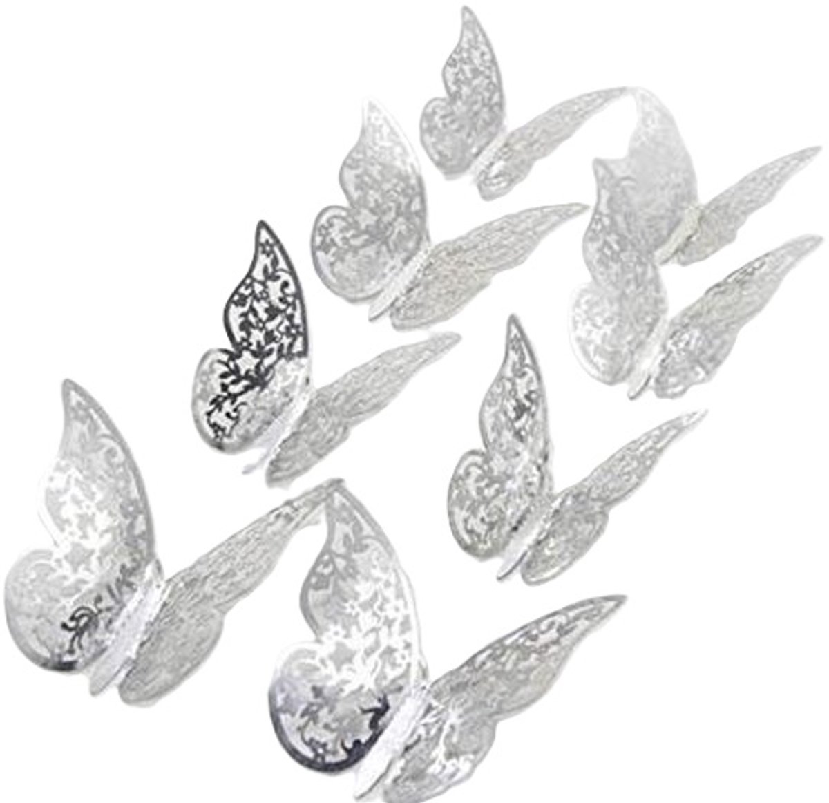 3D Wall Decoration Butterflies 12 Pieces | Wall Butterflies | Butterfly Wall Stickers | Solid Wall Stickers | Silver - Image 1