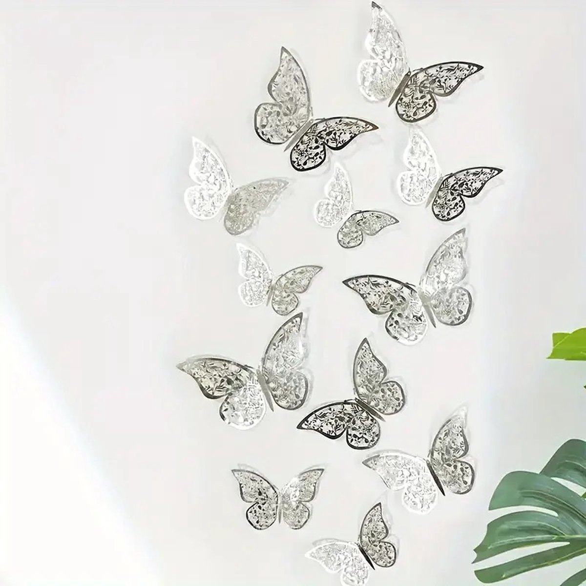 3D Wall Decoration Butterflies 12 Pieces | Wall Butterflies | Butterfly Wall Stickers | Solid Wall Stickers | Silver - Image 4