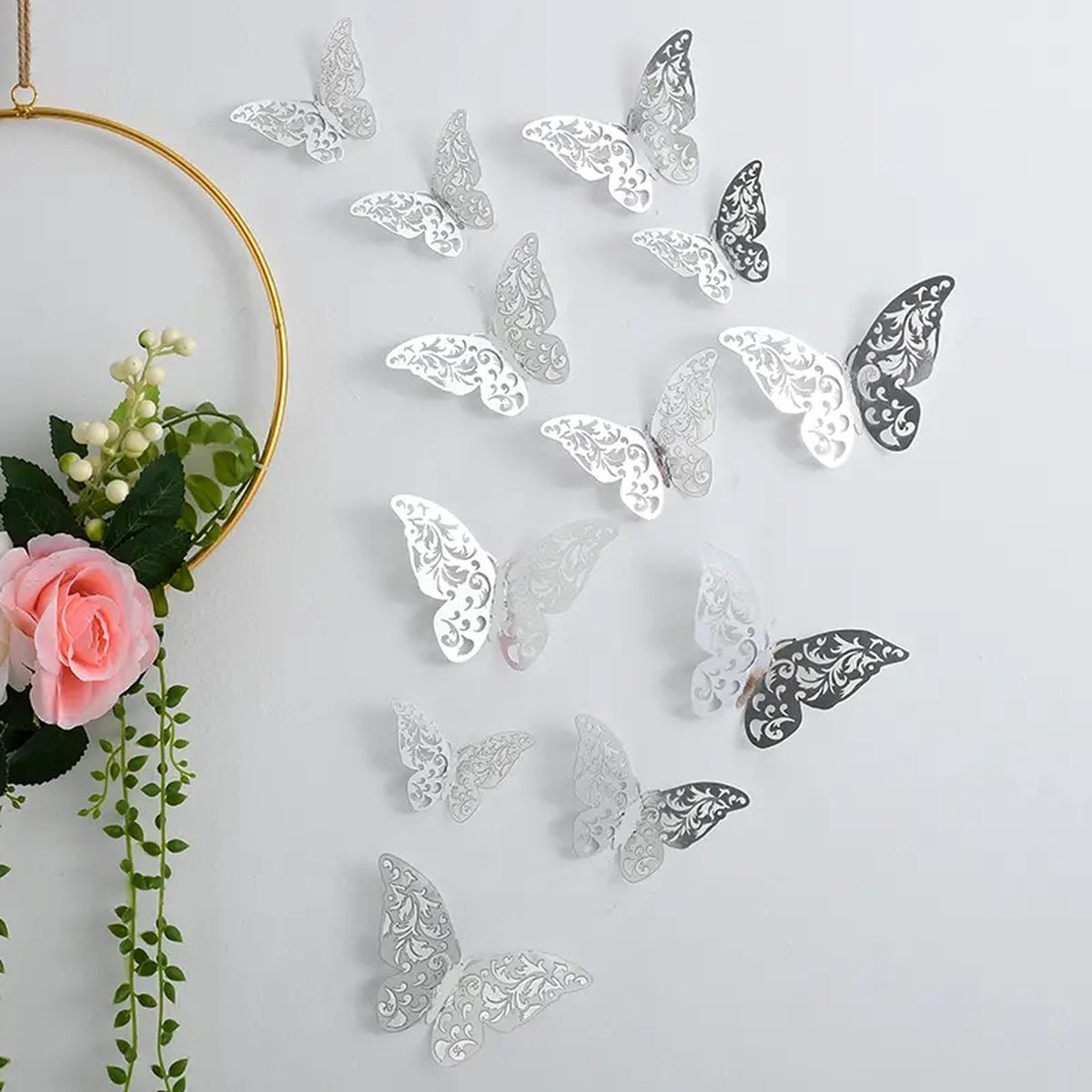 3D Wall Decoration Butterflies 12 Pieces | Wall Butterflies | Butterfly Wall Stickers | Solid Wall Stickers | Silver - Image 5