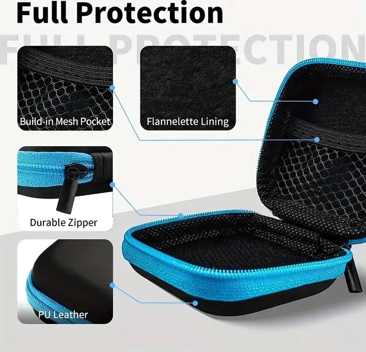 Earbud Storage Case for Earphnes | Case for In-ear Headphones | Earbud Case | Headphone Organizer | Charging Cable Storage Case | Black/Orange - Image 5