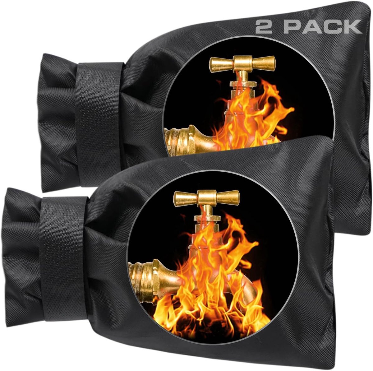 Kitchen faucet outdoor faucet covers for protection against frost in winter - 2-pack, thickened insulated pipe covers for outdoors, indispensable reusable waterproof faucet covers for garden maintenance, 15×20 cm, black - Image 1
