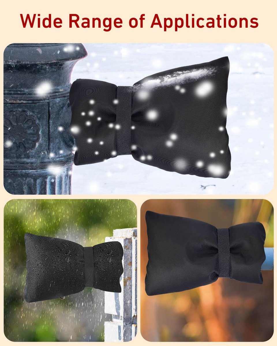 Kitchen faucet outdoor faucet covers for protection against frost in winter - 2-pack, thickened insulated pipe covers for outdoors, indispensable reusable waterproof faucet covers for garden maintenance, 15×20 cm, black - Image 5