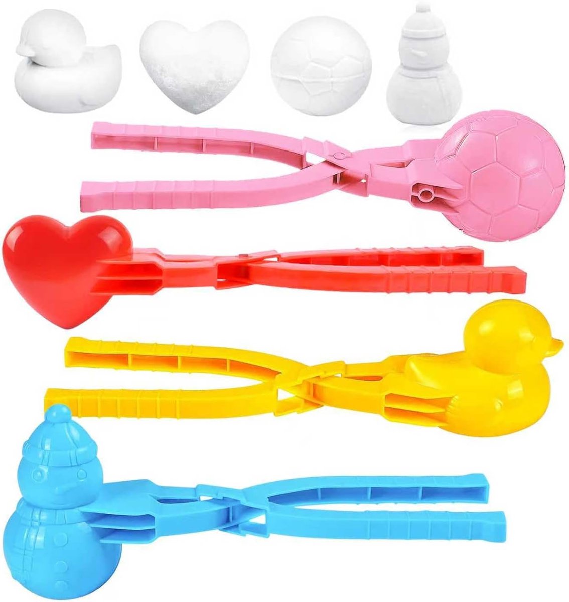 4 Pieces Snowball Maker for Children - Ball/Heart/Duck/Snowman - Safe PP Material - Image 1
