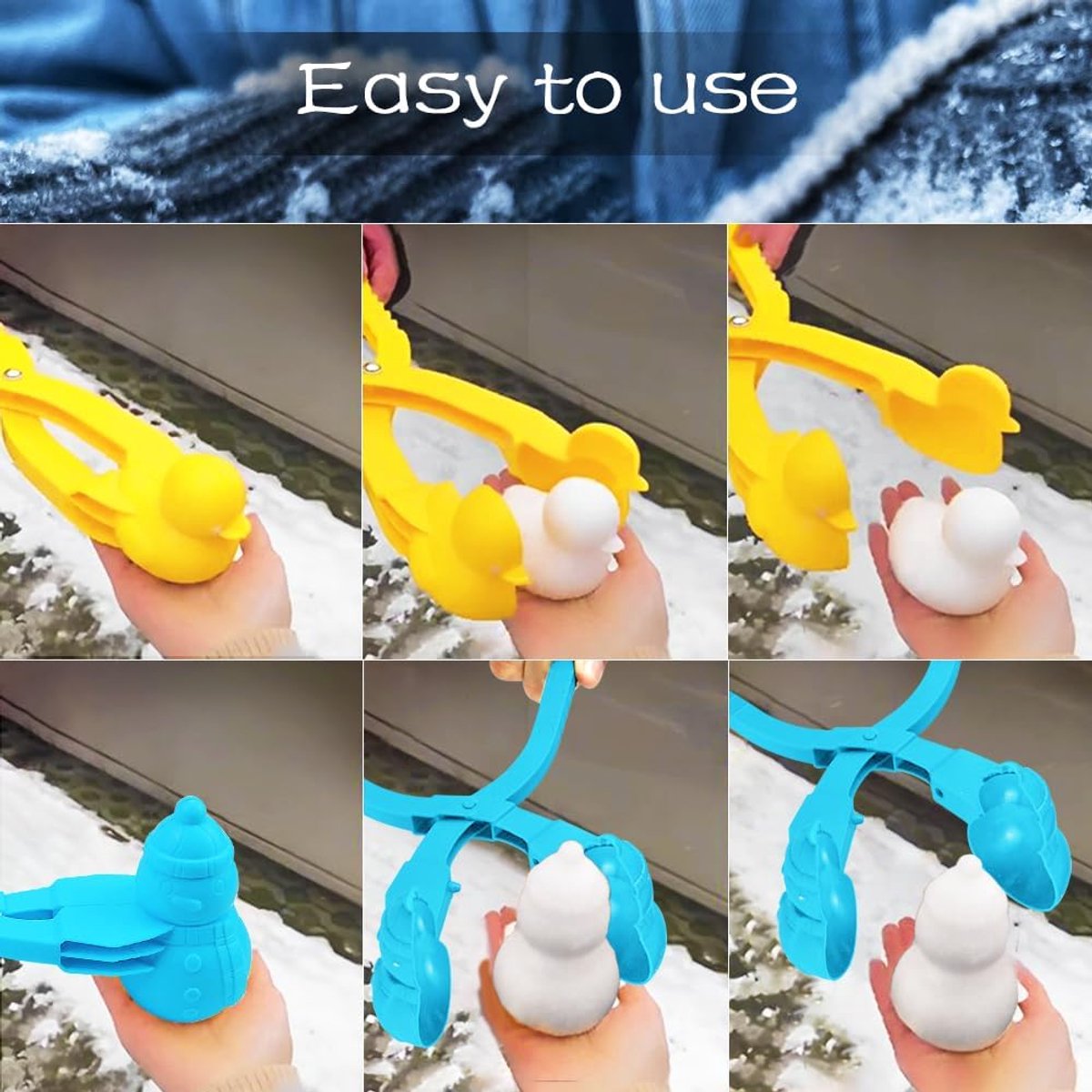 4 Pieces Snowball Maker for Children - Ball/Heart/Duck/Snowman - Safe PP Material - Image 5