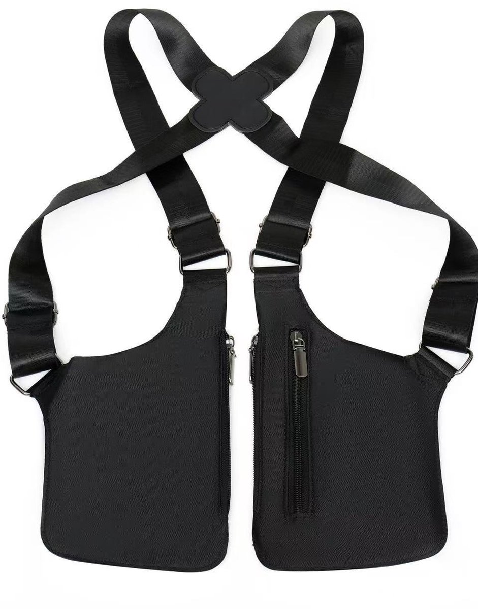 Shoulder bag with shoulder strap - leather shoulder pads - concealed leather wallet under the arm - adjustable pickpocket - accessories with double pockets, unisex leather protection - Image 4