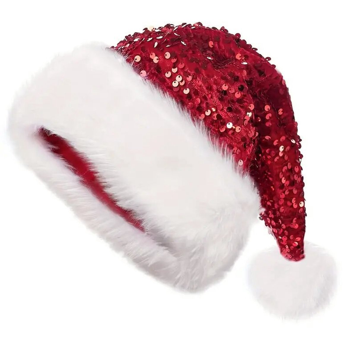 Santa Hat for Adults - Plush Santa Hat - Velvet Headwear - Lined and Dustproof - Image 1