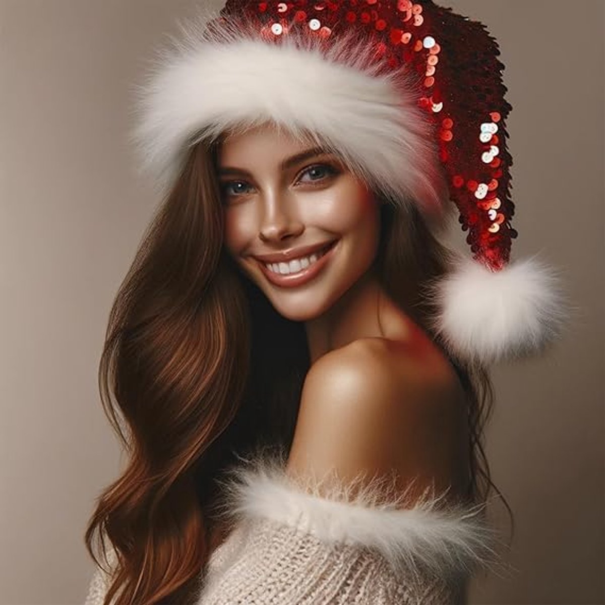 Santa Hat for Adults - Plush Santa Hat - Velvet Headwear - Lined and Dustproof - Image 3