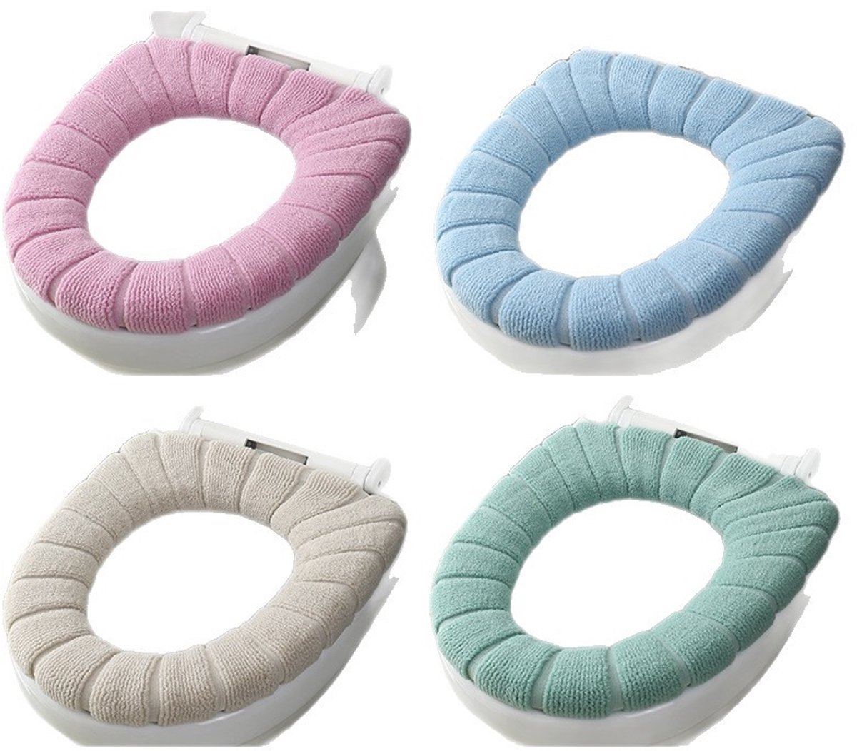 Toilet seat cushion 4-pack – Warm stretch, universal, washable - Image 1