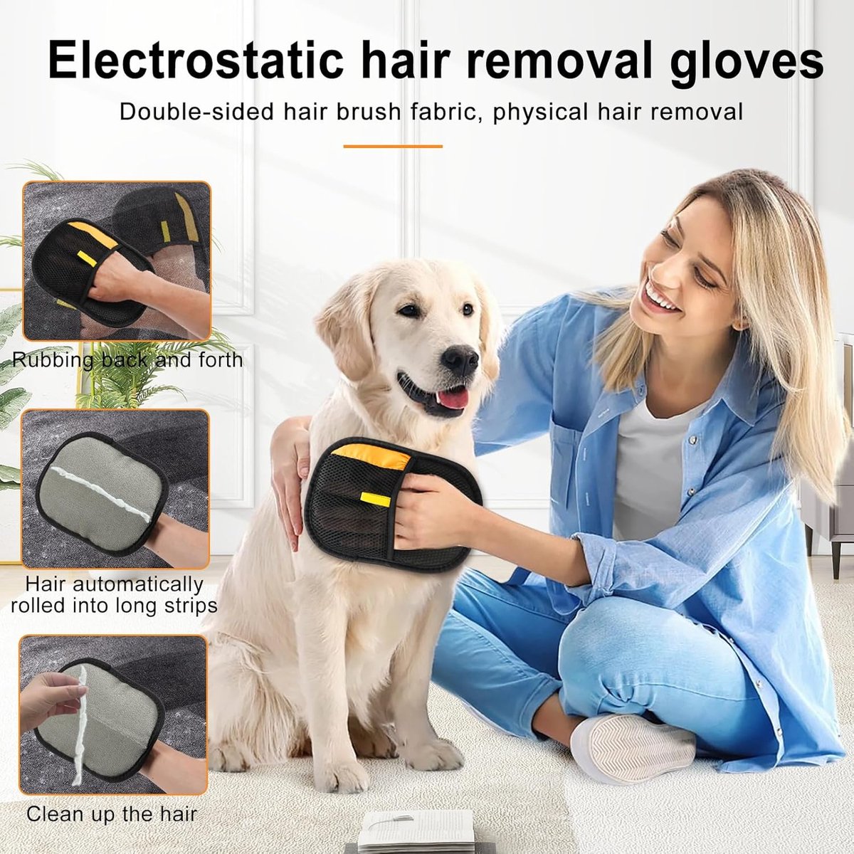 2 Pieces Magic Brush Pet Hair - Washable and Reusable for Cat and Dog Hair - Effortless Care and Cleaning of Sofa, Carpet, and Furniture - Image 5