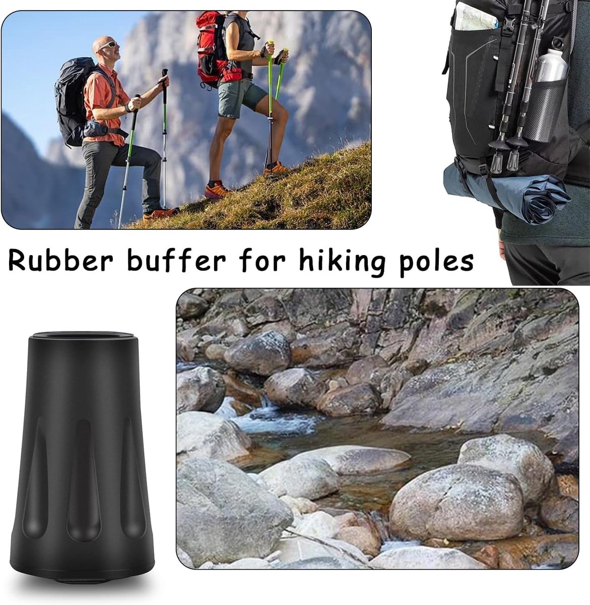 6-pack reinforced trekking pole tips - reinforced rubber tips for trekking poles, walking sticks, and hand trekking poles - universal non-slip replacement tips - Image 4