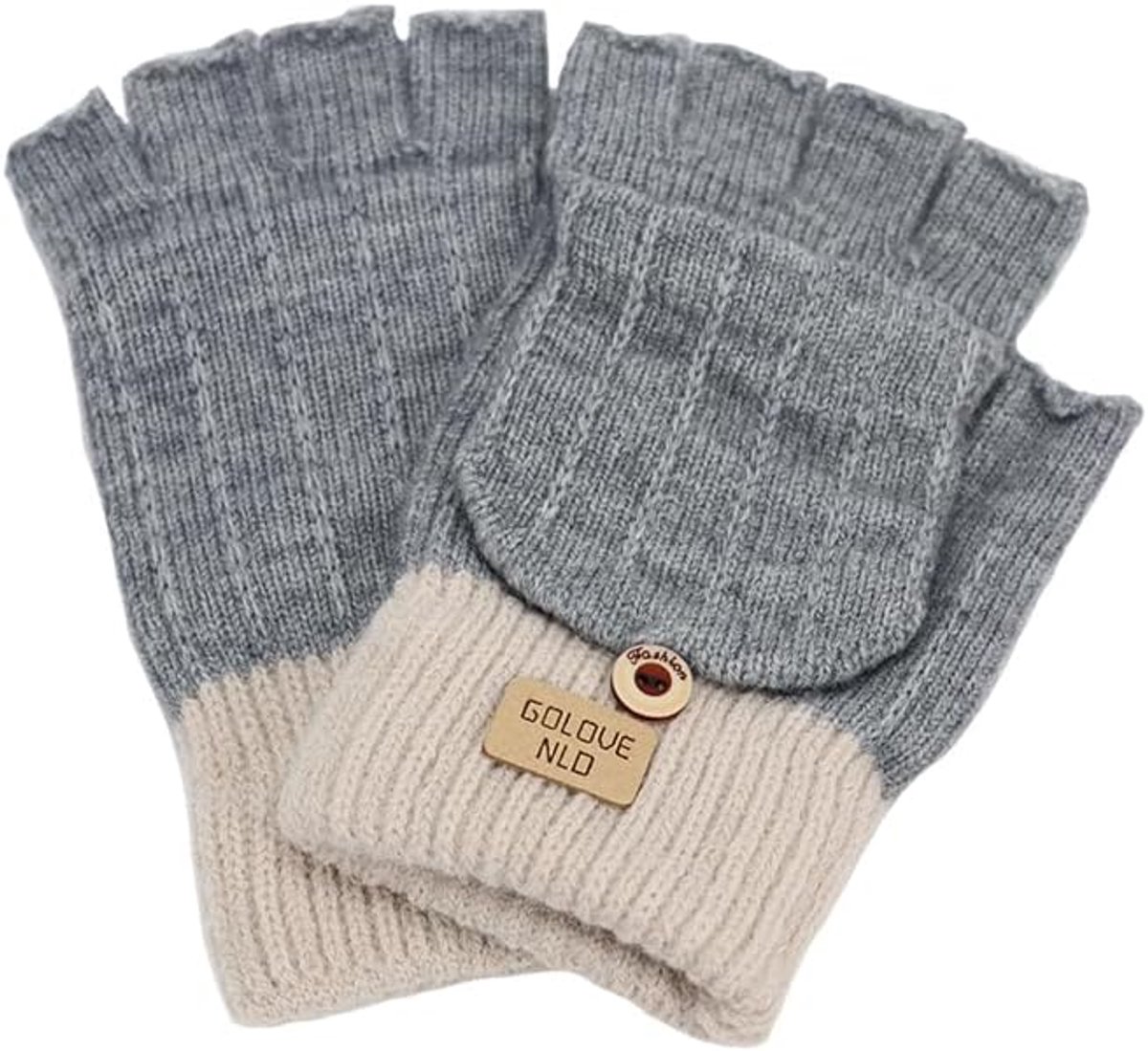 Stylish fingerless winter gloves for women - with finger protectors - plain unisex warm student gloves - Image 1