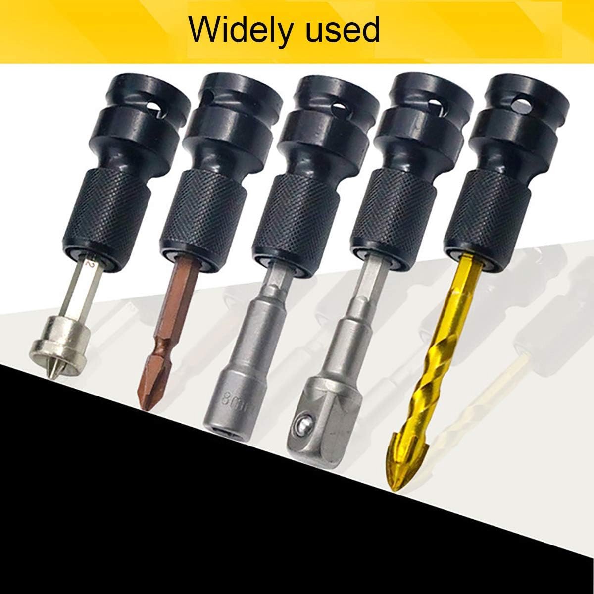 2-Pack Screwdriver Adapter - 1/2 inch Square Drive to 1/4 inch Hex Female - Suitable for Impact Air and Electric Wrenches - Black Hardened Steel Connector - Universal Tool Adapter - Image 3