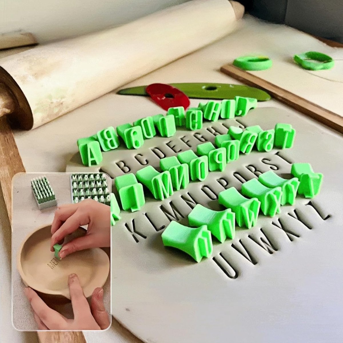 Alphabet Stamps – Lowercase letters, for clay pots/fondant, DIY, 26 alphabet book - Image 1