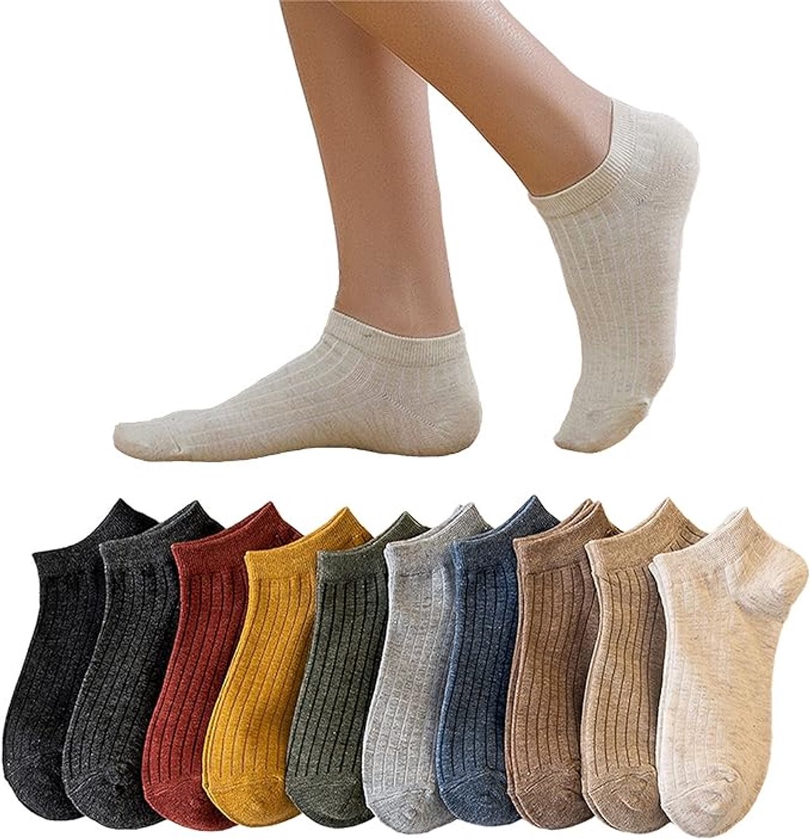 10 pairs of women's sports socks - cotton ankle socks - low socks for women - invisible socks - Image 1