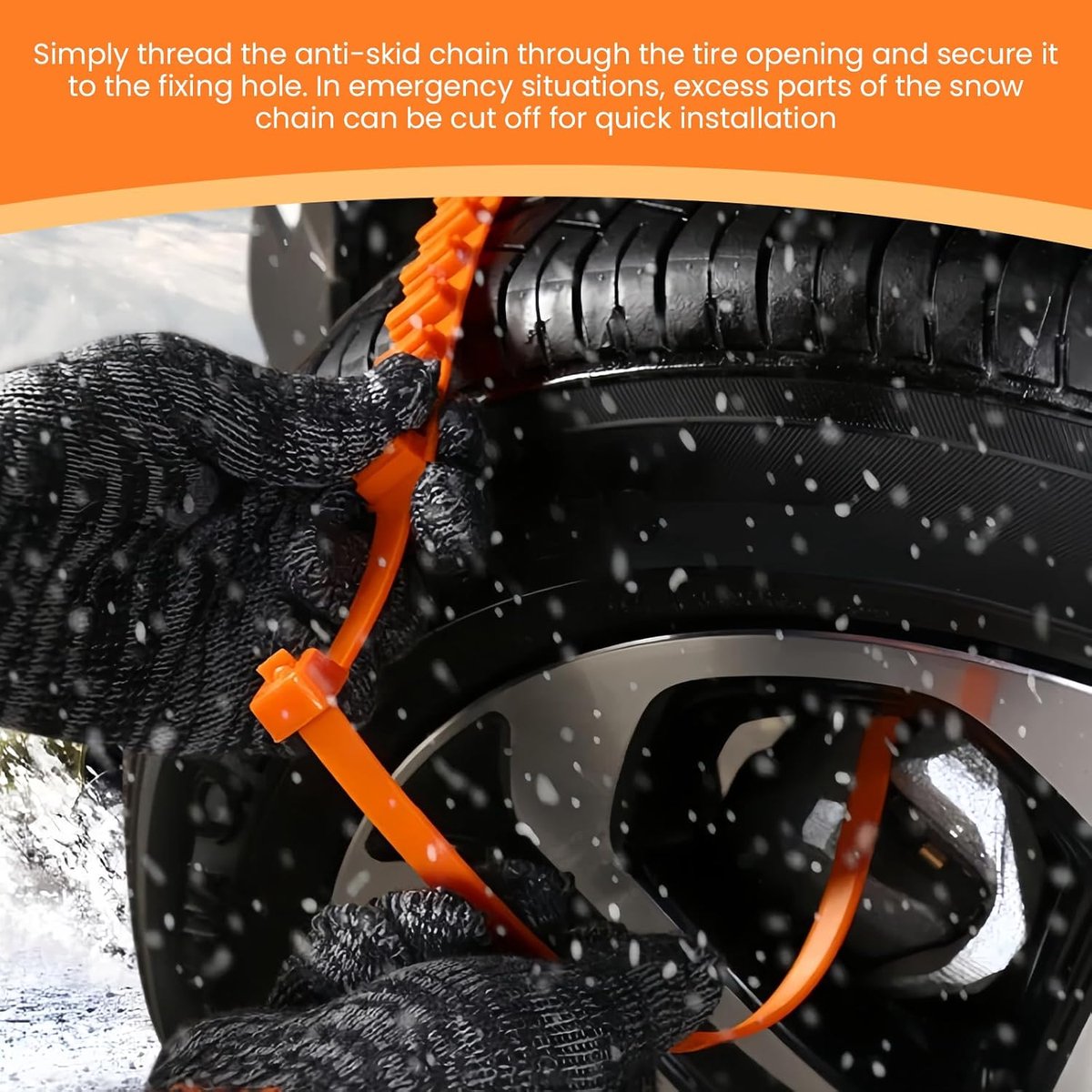 Snow Chain - Anti-slip for Car Tires - 8-pack - Reusable anti-slip cable ties - 88 x 4 cm - Adjustable tire chains - Suitable for cars, trucks, etc. - Universal snow chains - Anti-slip chains - Image 2