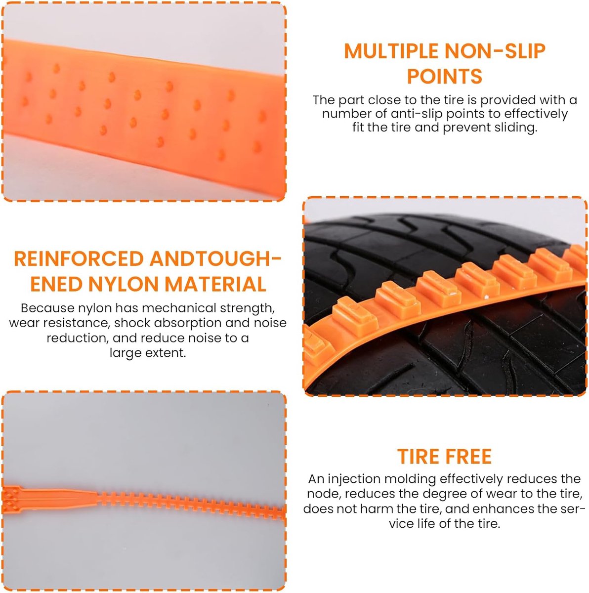 Snow Chain - Anti-slip for Car Tires - 8-pack - Reusable anti-slip cable ties - 88 x 4 cm - Adjustable tire chains - Suitable for cars, trucks, etc. - Universal snow chains - Anti-slip chains - Image 3