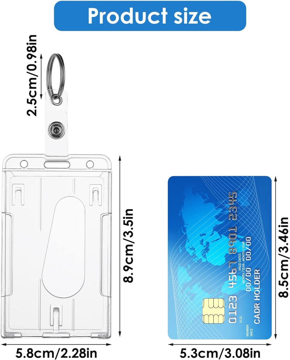 ID card holders with keychains - 2-pack - Durable ID card holders - Keychains - Transparent card protectors - Thumb slots - Card holders - School/office supplies (vertical) - Image 3