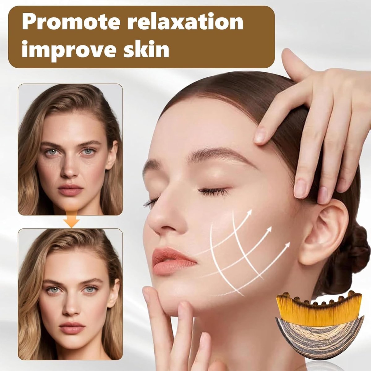 2-pack facial lymphatic drainage brushes - Cleansing dry brush - Skin care - Chin and jawline shaping - Ergonomic design - Image 4