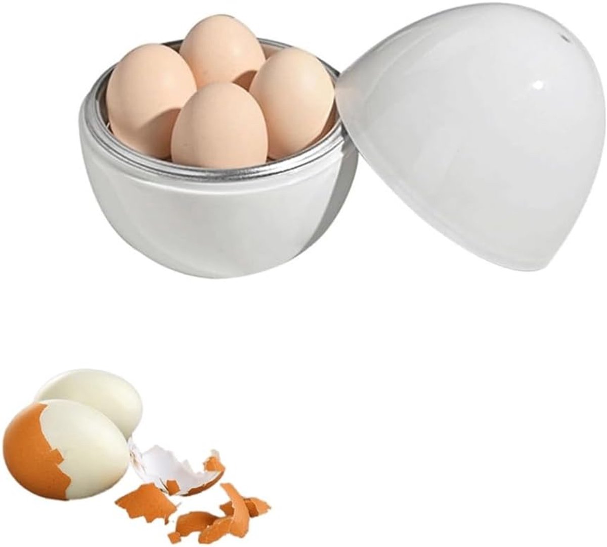 Egg cooker - Pressure cooker with 4 eggs for hard and medium-boiled eggs - Fast microwave egg cooker - Cooking time of 9 minutes - User-friendly microwave egg poacher - Image 1