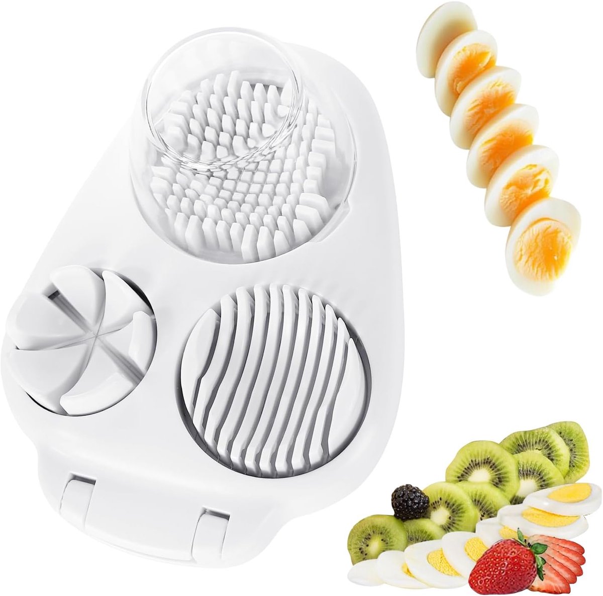 Egg Slicer - Multifunctional Egg Slicer - Egg Slicer with 3 Settings - Dishwasher Safe - Kitchen Gadget for Eggs - Suitable for Strawberries, Apples, Bananas, Cherries, Tomatoes, and Grapes, - Image 1