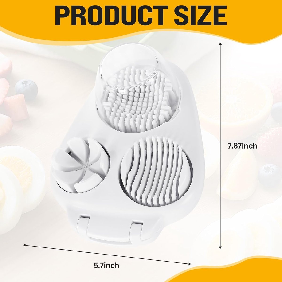 Egg Slicer - Multifunctional Egg Slicer - Egg Slicer with 3 Settings - Dishwasher Safe - Kitchen Gadget for Eggs - Suitable for Strawberries, Apples, Bananas, Cherries, Tomatoes, and Grapes, - Image 2