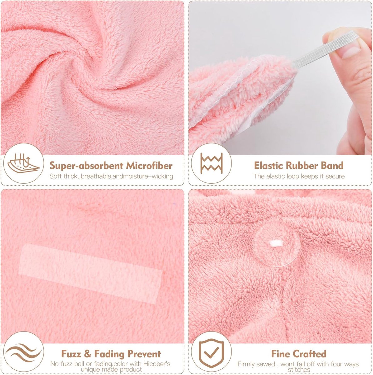 3-pack hair towels - Anti-frizz hair dryer wraps for curly hair - Fast-drying head towel accessories for women, teenagers, and children - Ideal as a Christmas gift and as a gift for mothers - Image 3