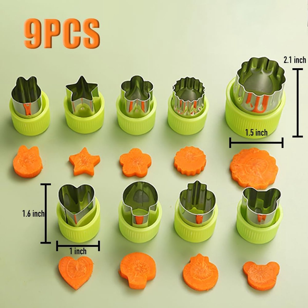 9-piece stamp set with fruit and vegetable cutter - Love heart, star, flower, and animal shapes - Creative mold - for baking, children's lunch, and decorating healthy snacks - Image 5