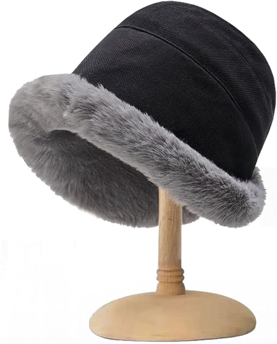 Women's Winter Hat - hat - Cold weather - Extreme warmth and wind protection - Fleece-lined interior - Wide brim design - Thick insulated material for snow-black - Image 2