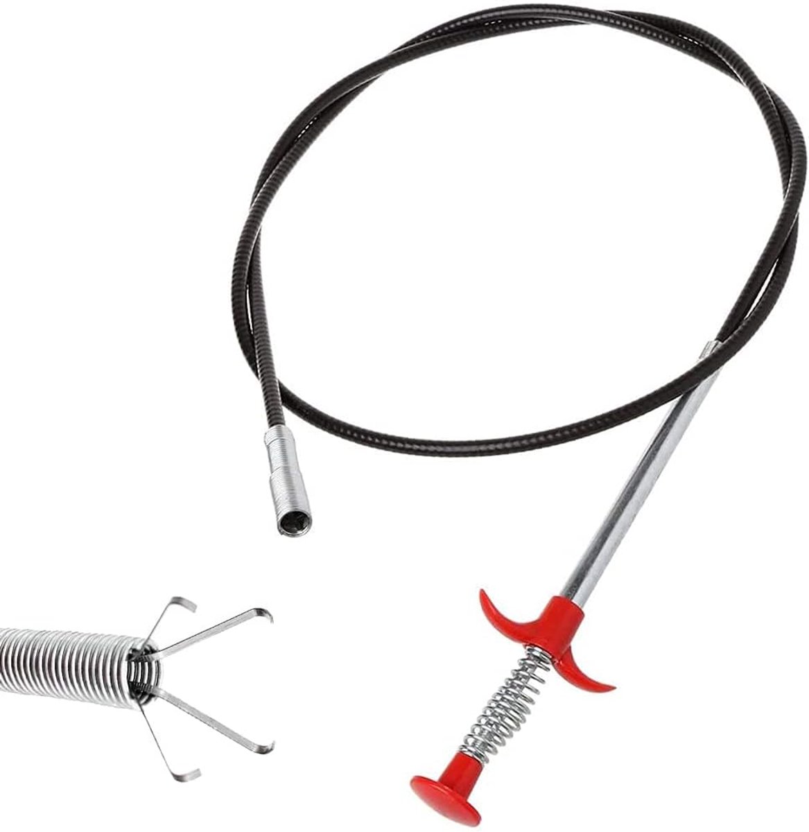 Sink plunger - Flexible drain cleaner - Gripper with 4 claws - For kitchen sink and bath - Retractable poles (160 cm) - Image 1