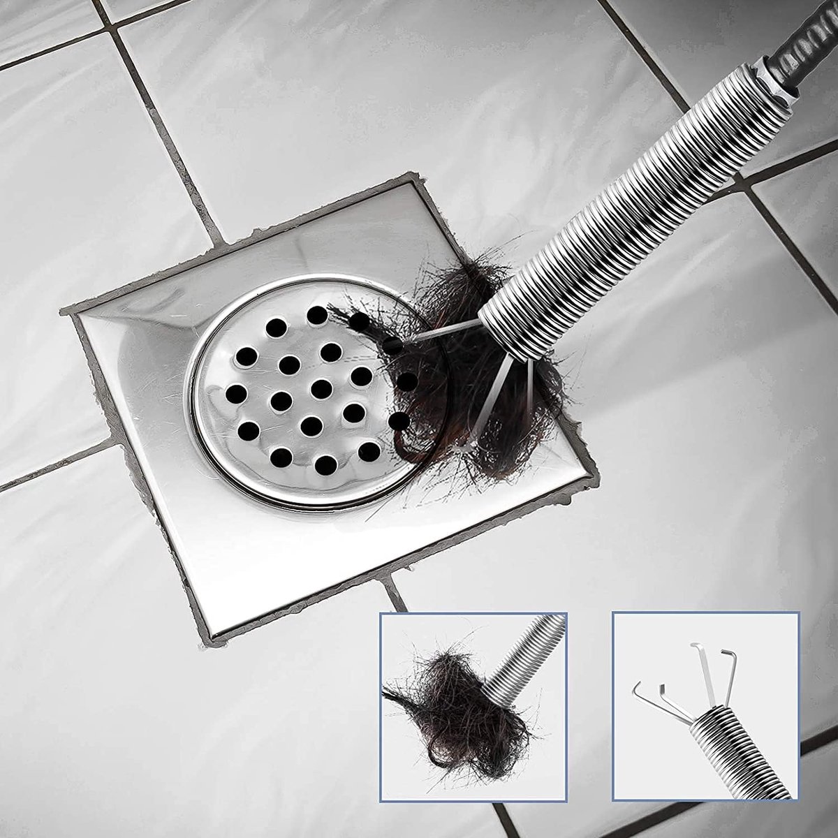 Sink plunger - Flexible drain cleaner - Gripper with 4 claws - For kitchen sink and bath - Retractable poles (160 cm) - Image 5
