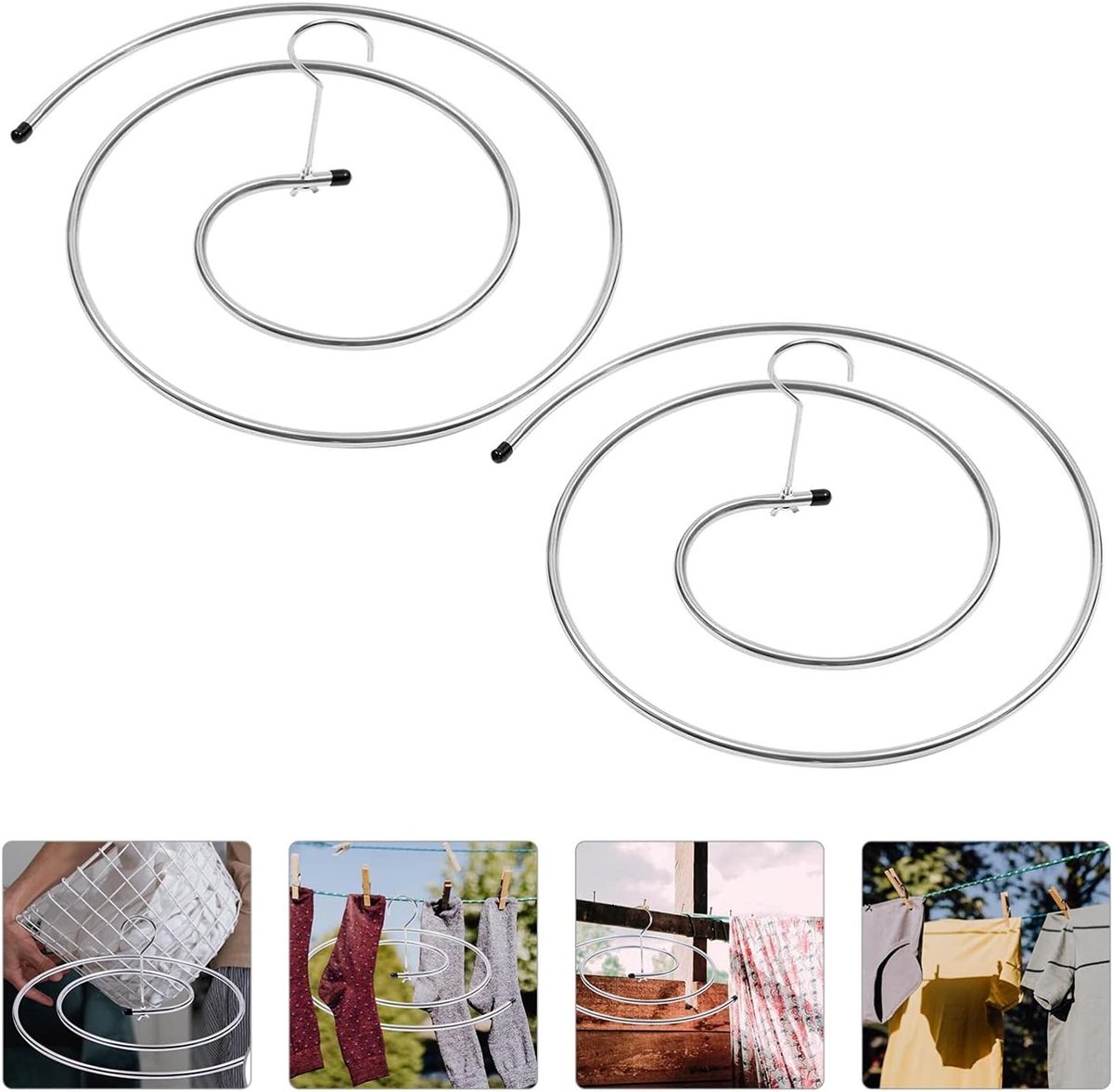Spiral Drying Rack - 2-Piece Set - Windproof - For Bedding, Towels & Clothing - Rotatable & Space-Saving - Image 5