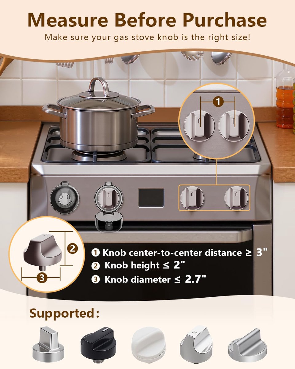 5 child-safe covers for stove knobs - heat-resistant and oil-resistant protectors - strong adhesive locks for gas stove and oven knobs, semi-transparent black - Image 3