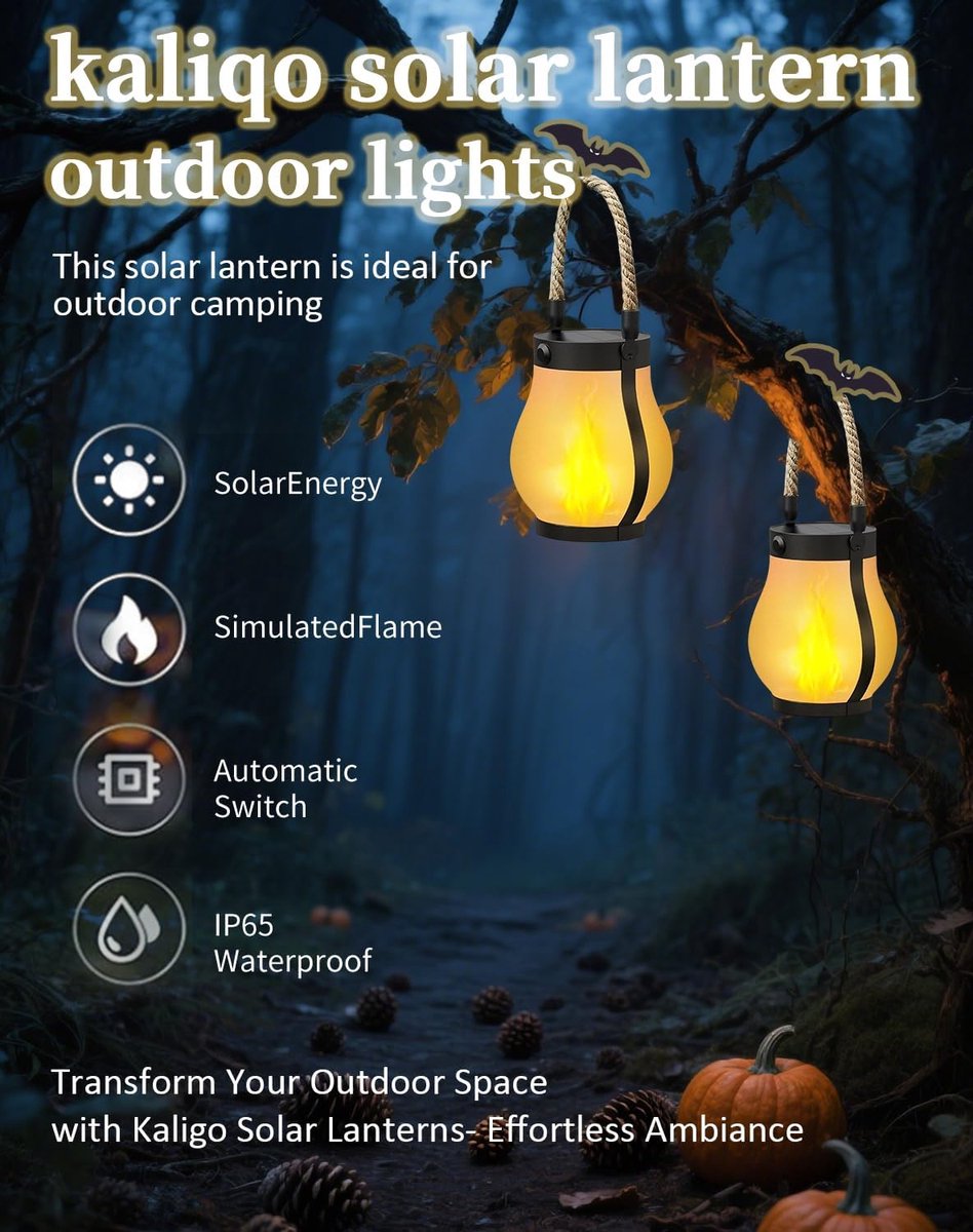 Outdoor solar lights - Solar garden lighting - Solar lantern - Dancing flame solar lanterns outdoor waterproof lighting - Hemp rope flame lamp - For camping garden patio garden halloween decoration (2 pieces) - Image 4