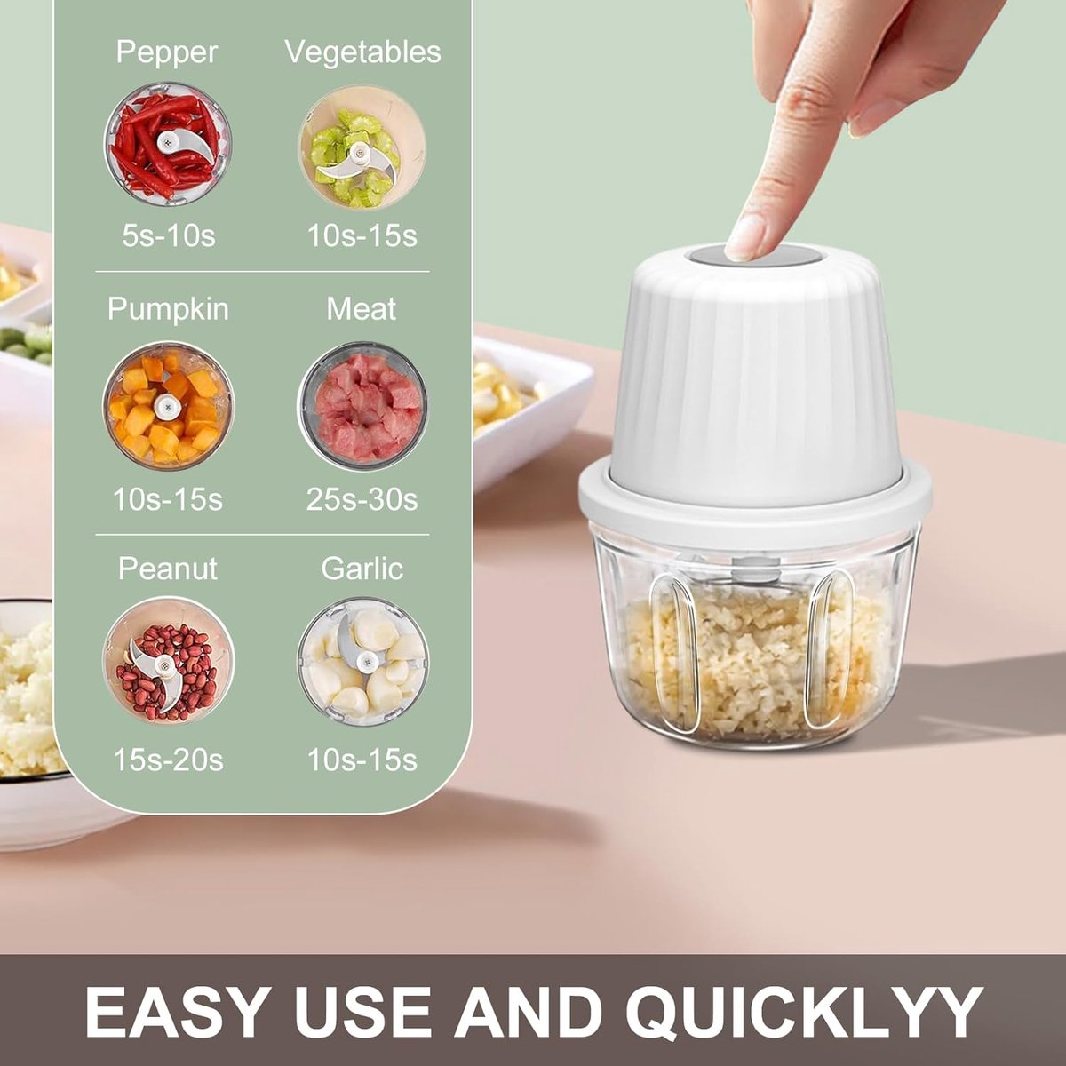 Kitchen Mixer - 400ML Large Capacity - 6 Blades Chopper - USB Rechargeable - Kitchen Must-Have for Home Use - Image 2