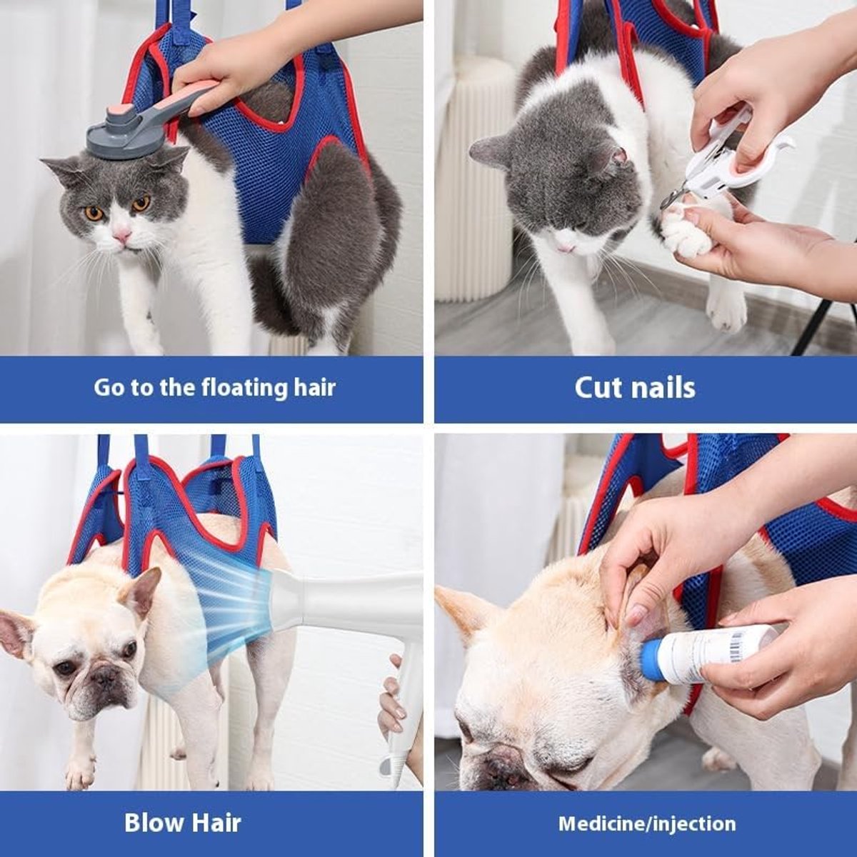 Blue Size S Pet Grooming Hammock for Trimming Cat and Dog Nails - Image 4