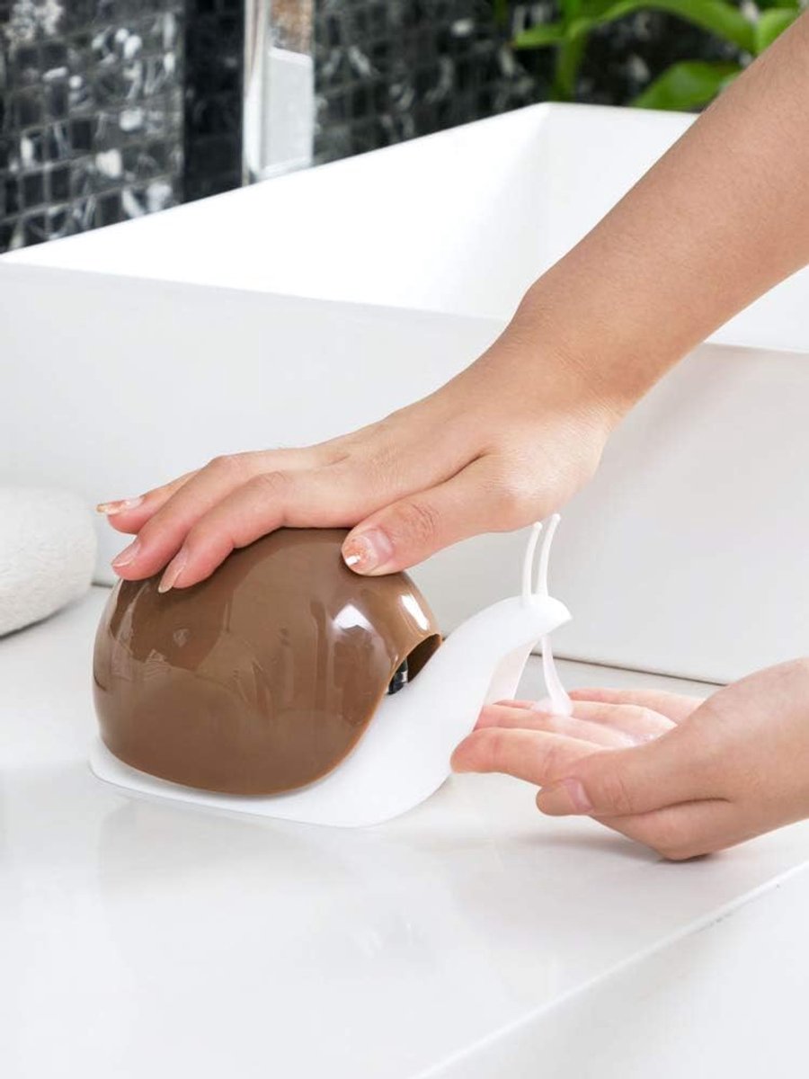 Soap dispenser - Cute soap dispenser in the shape of a snail, suitable for kitchens, bathrooms, etc. (120 ml) (brown) - Image 4