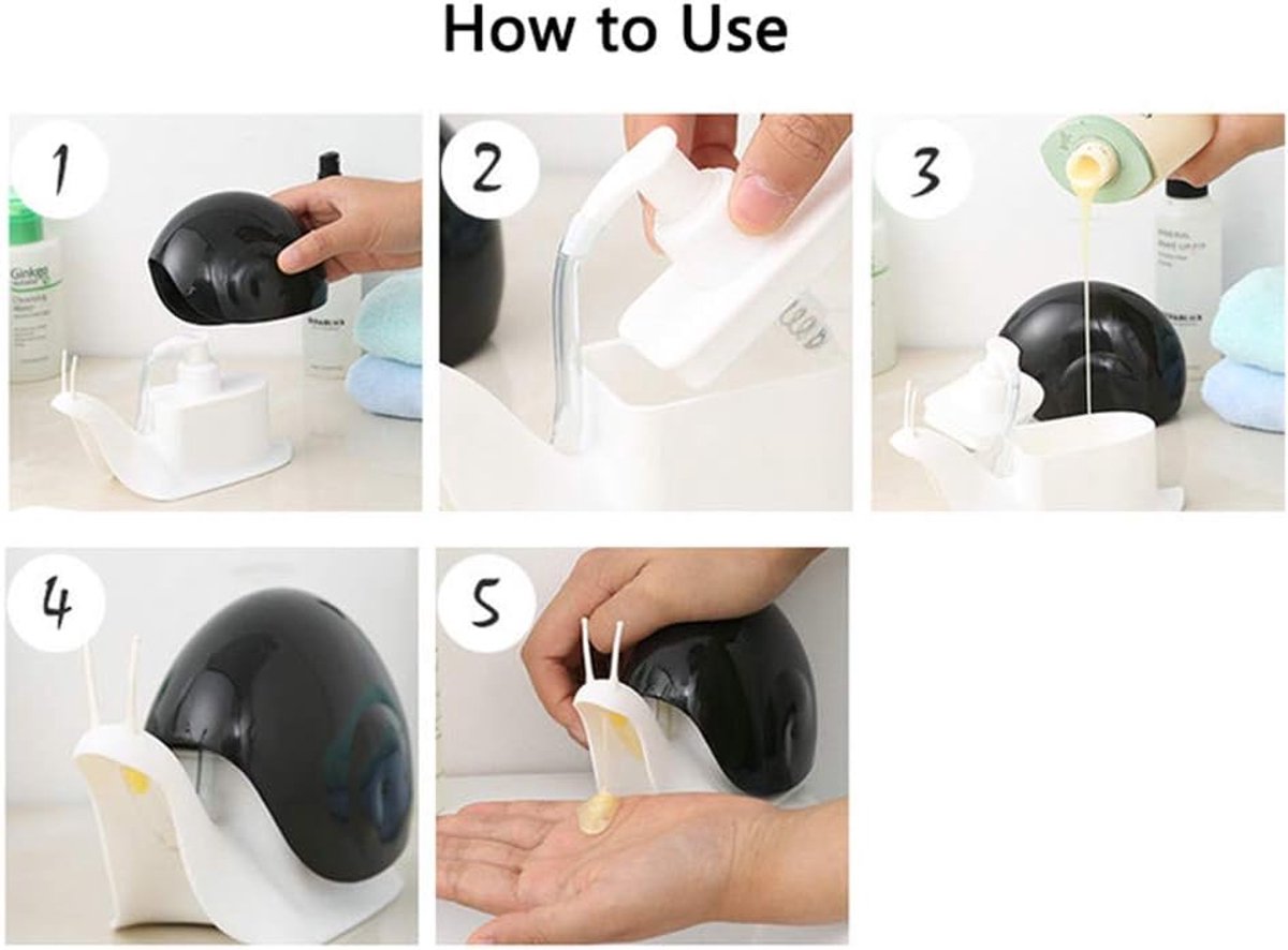 Soap dispenser - Cute soap dispenser in the shape of a snail, suitable for kitchens, bathrooms, etc. (120 ml) (brown) - Image 5