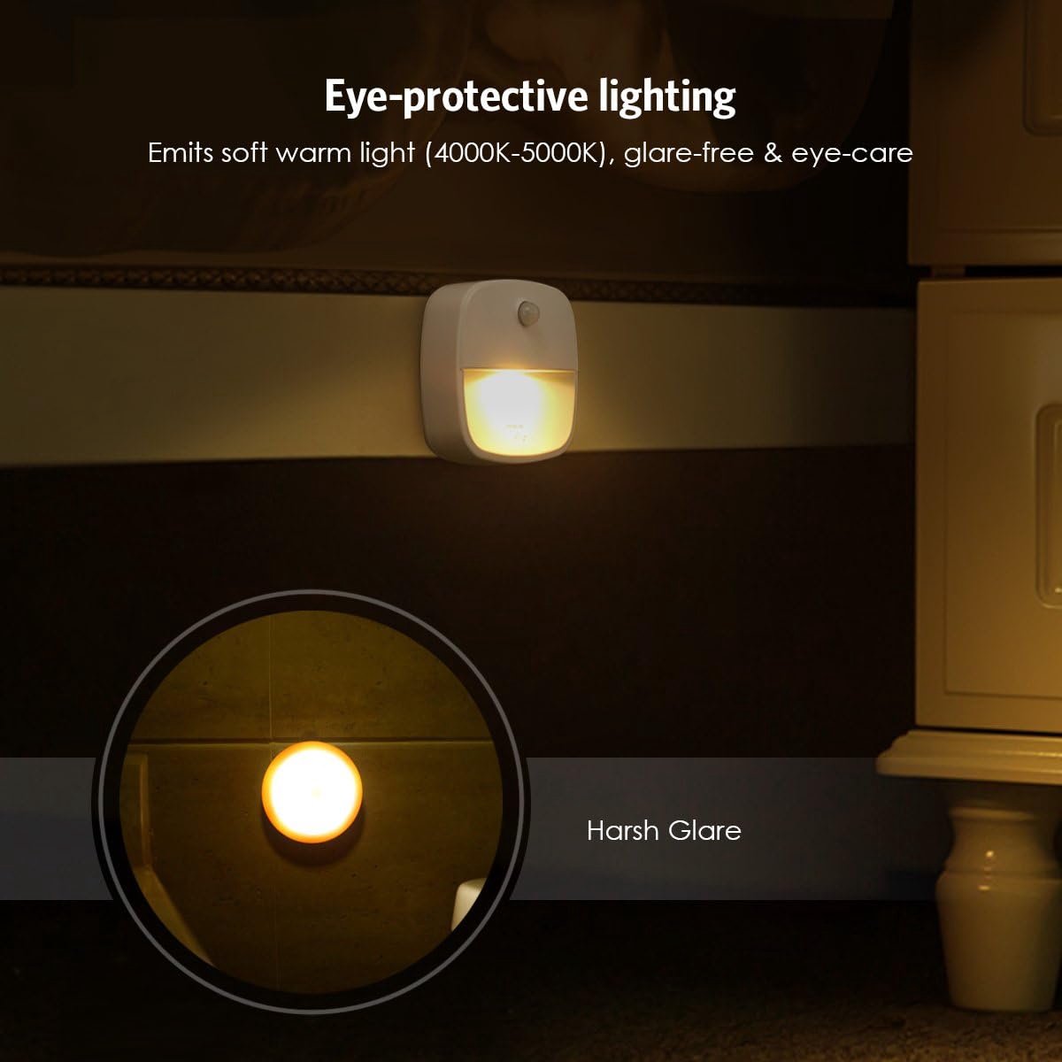 Indoor lighting with motion sensor - Battery-operated stair lighting - Wireless stick-on LED night light - for closets, hallways, bathrooms, kitchens, kitchen cabinets, energy-efficient (warm white - 3 pieces) - Image 3