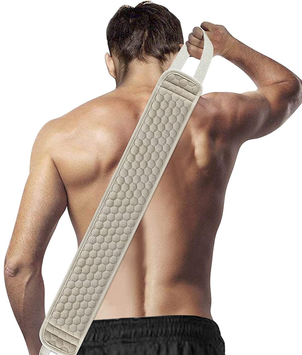 Loofah Back Sponge Scrubber - Exfoliating Shower Towel - Scrub Brush Shower Brush - Bath Brush Massage Brush - Scrub Massage Shower & Bath Body Brush - White - 80cm - Image 4