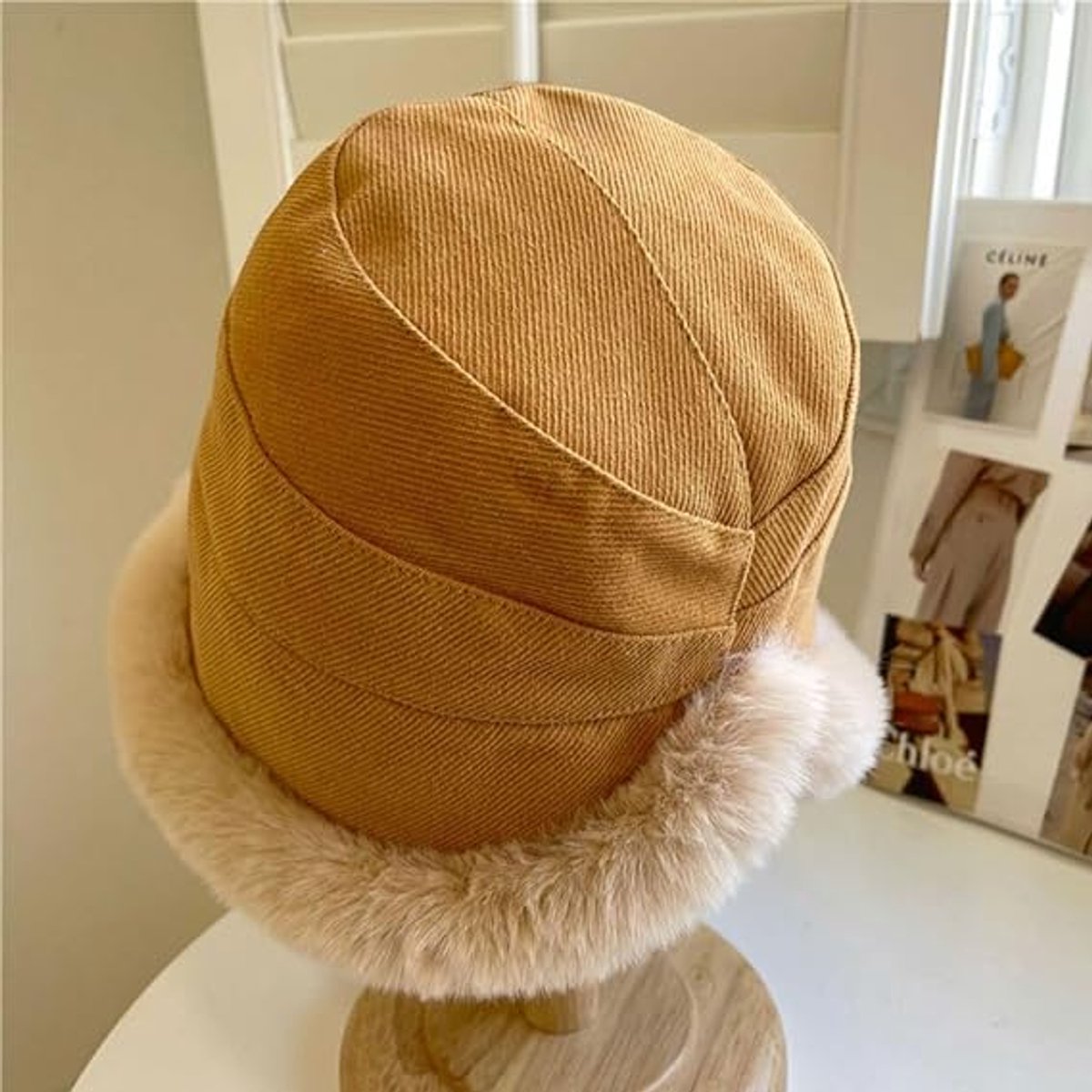 1 Women's Winter Hat - Hat - Cold Weather Extreme warmth and wind protection - Fleece-lined interior - Wide brim design - Thick insulated material for snow-beige - Image 3