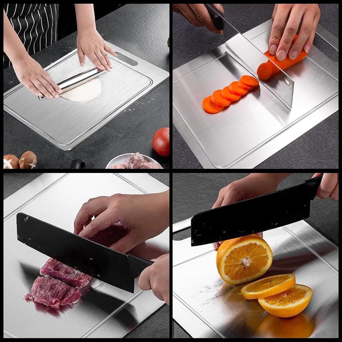 Kitchen cutting board - New grooved cutting board - Double-sided cutting board - Suitable for cutting meat, fruit, and vegetables (25.8 x 15 cm) - Image 3