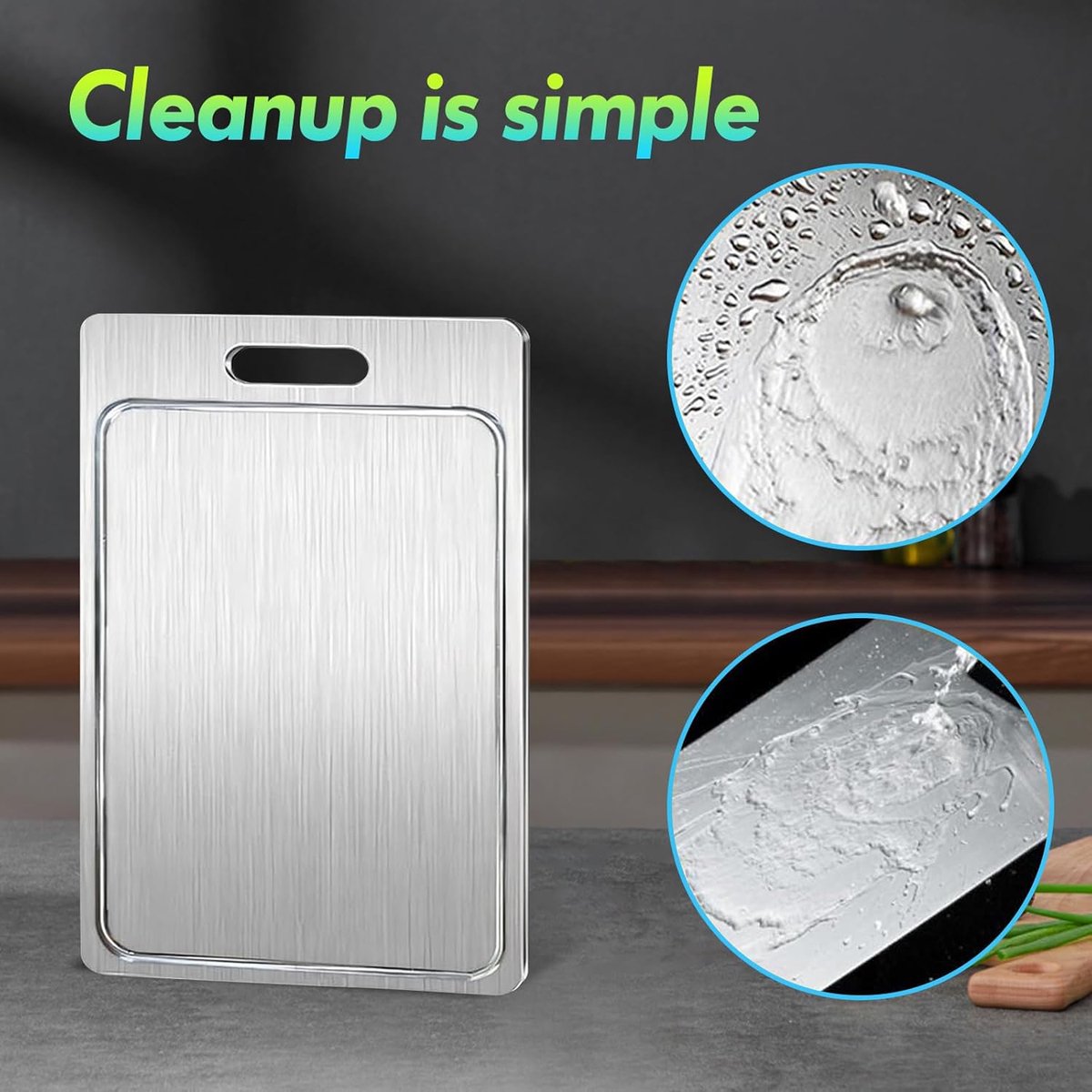 Kitchen cutting board - New grooved cutting board - Double-sided cutting board - Suitable for cutting meat, fruit, and vegetables (25.8 x 15 cm) - Image 4