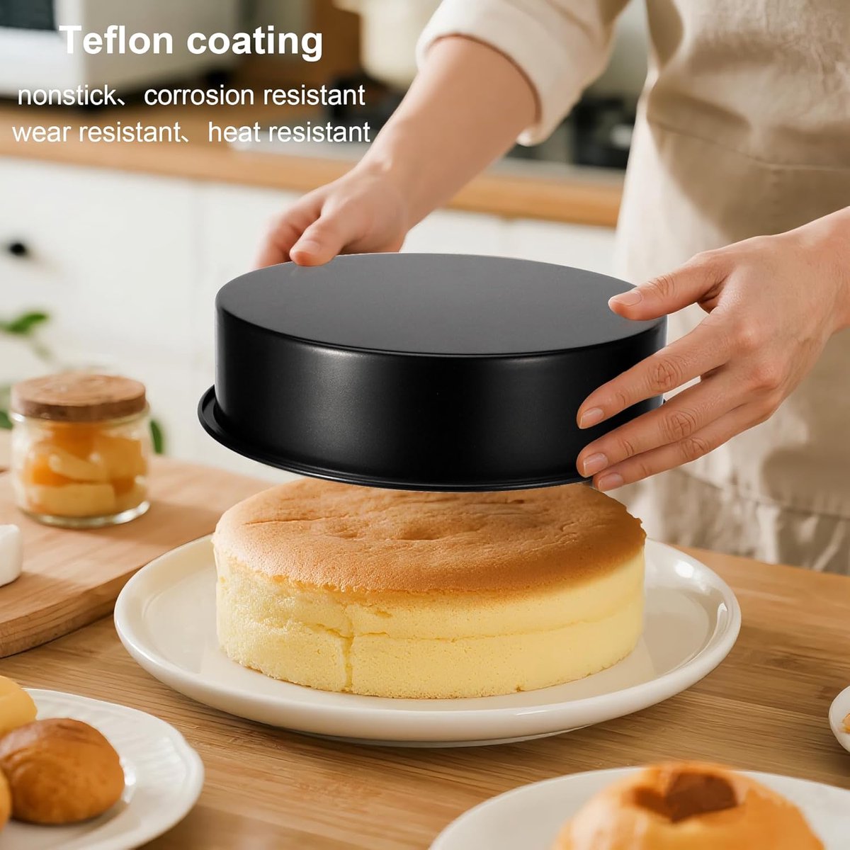 baking pans - round baking pans of 10 cm and 15 cm - stainless steel with non-toxic coating - easy to clean and release - 5 cm deep straight sides - Image 5