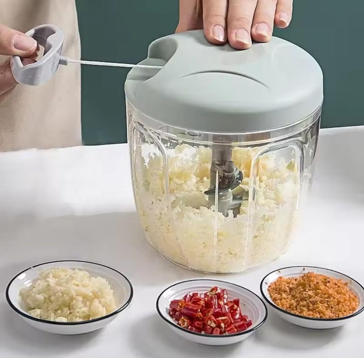 Manual food chopper-Vegetable slicer - Manual wire vegetable chopper Onion slicer for Vegetables and Fruit - 900 ml capacity - manually operated vegetable and meat grinder - Image 1