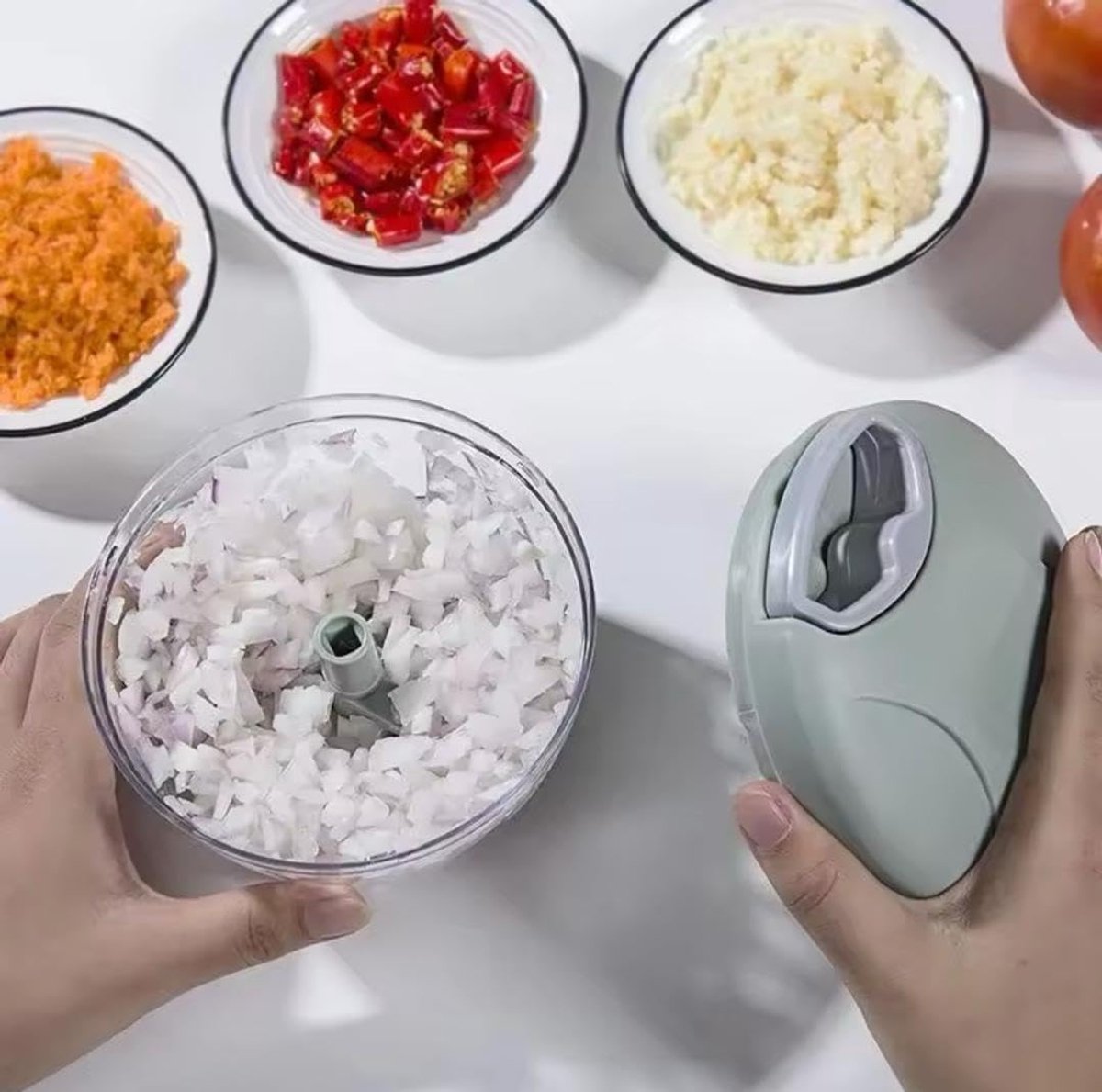 Manual food chopper-Vegetable slicer - Manual wire vegetable chopper Onion slicer for Vegetables and Fruit - 900 ml capacity - manually operated vegetable and meat grinder - Image 2
