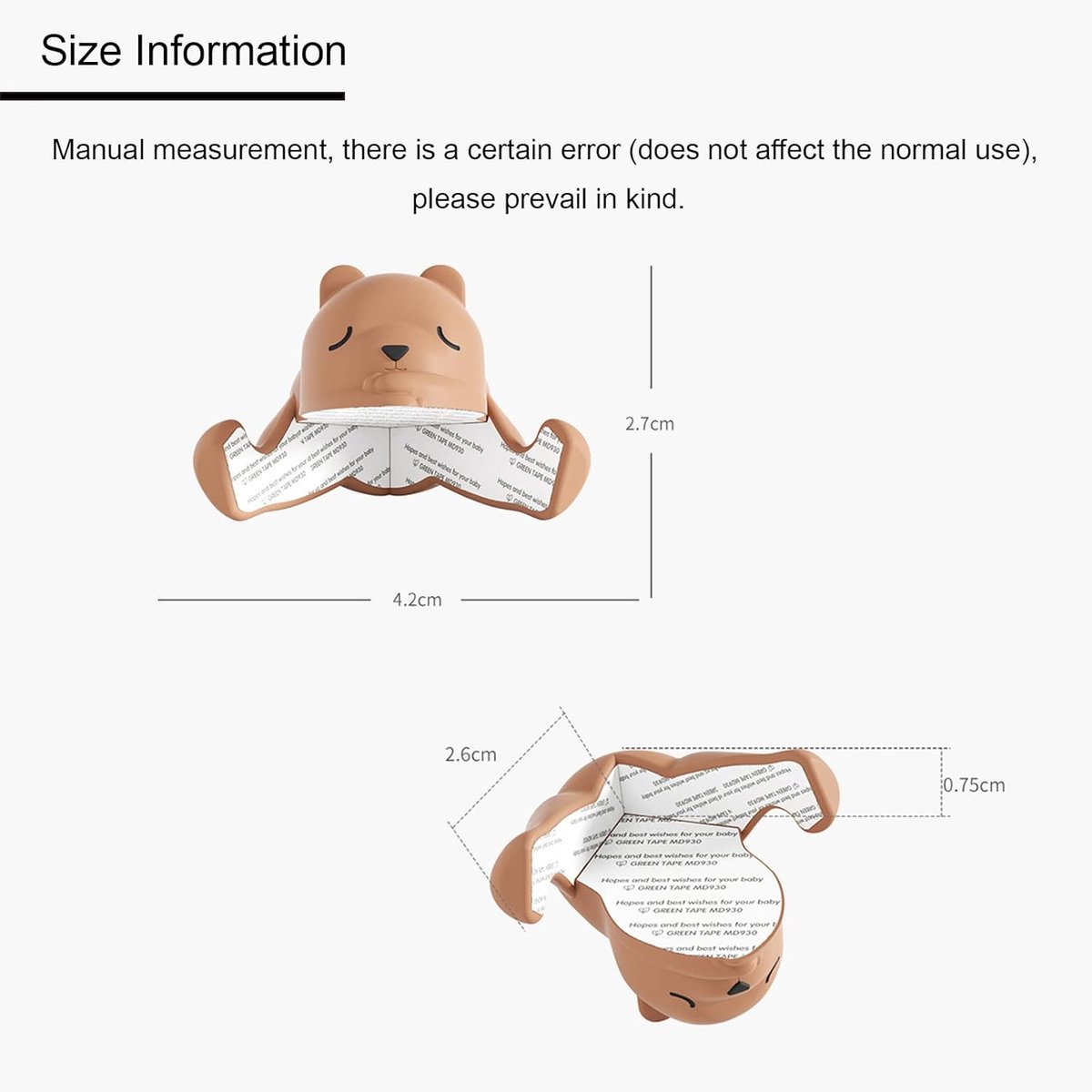 4 Sleepy Bear Corner Protectors - Child Safety and Baby Security - Soft Cartoon Bear Design - Cushioning Edge Protectors - for Tables and Windows - Image 2